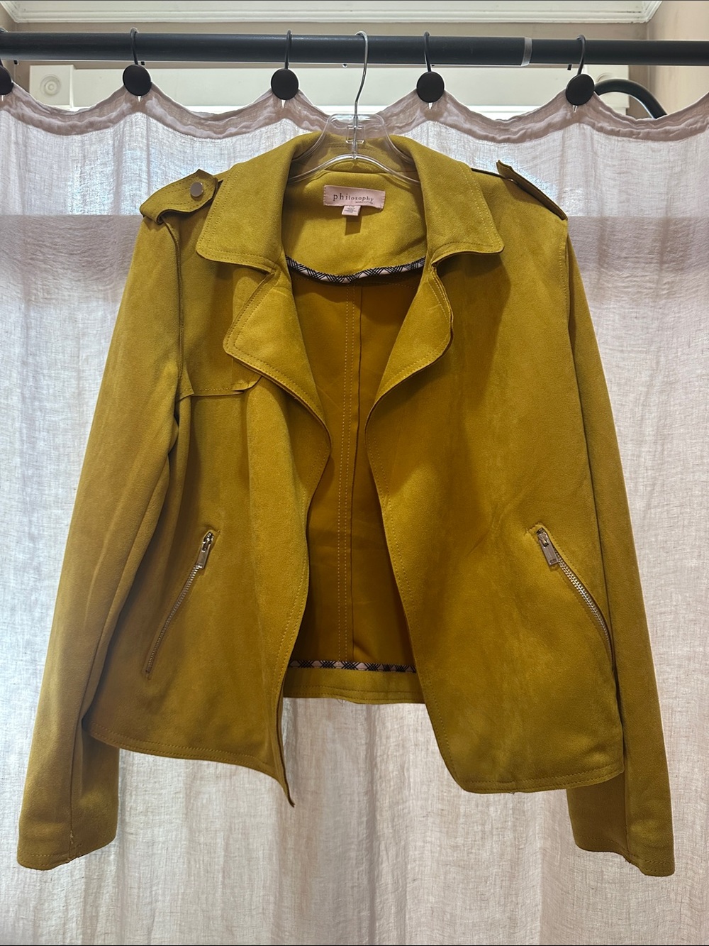 Philosophy Mustard Yellow Faux Suede Moto Jacket